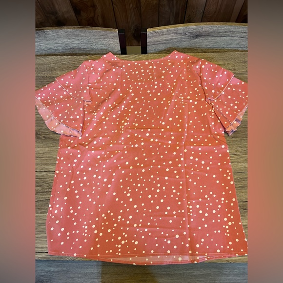 WILLING TO BUNDLE — SHEIN Carmine Red Polk-a-Dot Blouse, Size Large - Picture 2 of 2